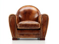 Fauteuil-bois-revetement vieilli-85x90x108 cm-marron brun-style club vintage