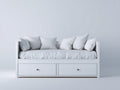 Canapé lit - bois-tissu - 192x84x76 cm - blanc - classique moderne