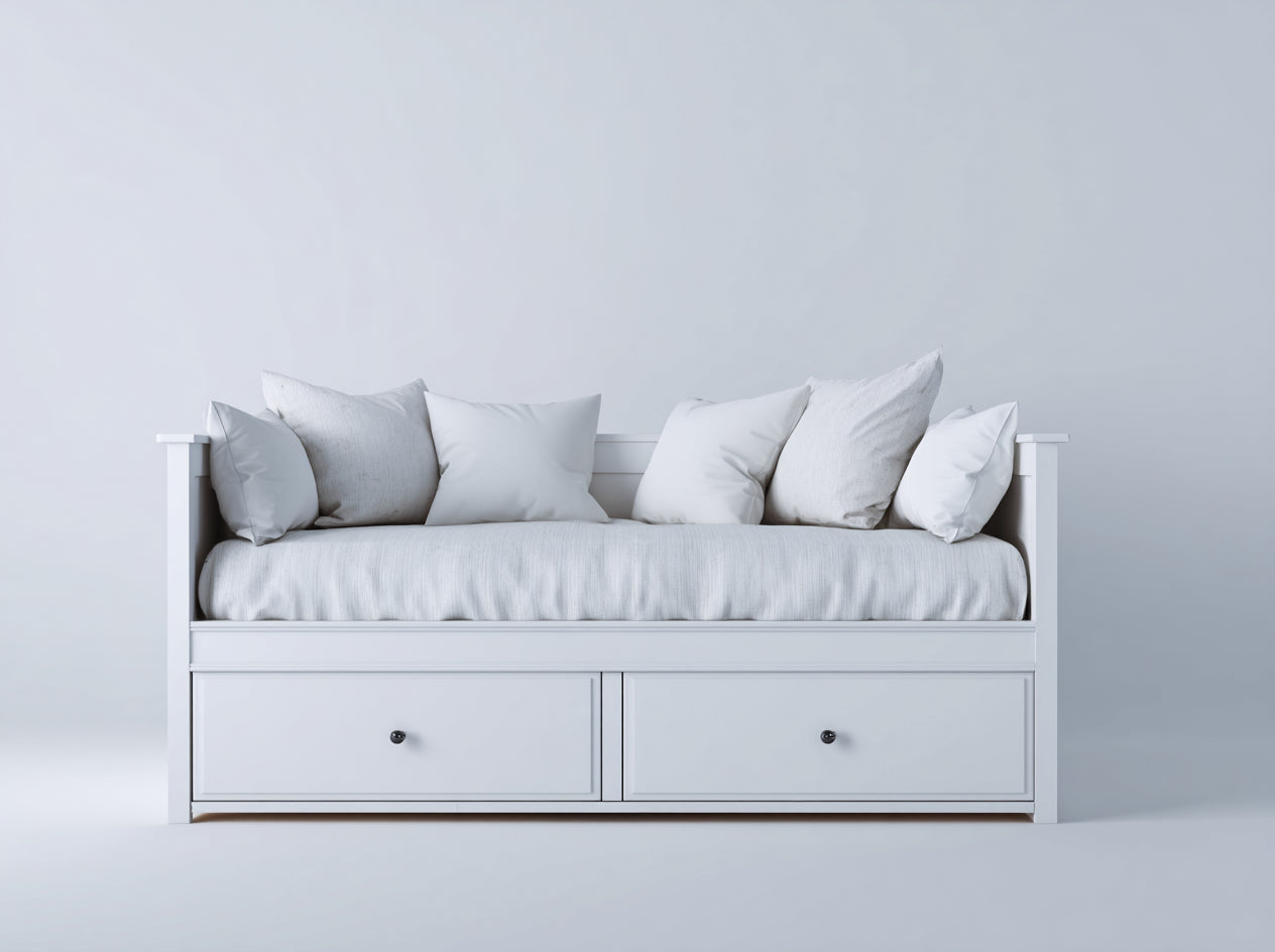 Canapé lit - bois-tissu - 192x84x76 cm - blanc - classique moderne
