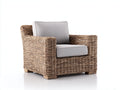 Fauteuil de jardin - rotin-tissu-bois - 98 x 92 x 80 cm - gris naturel-gris clair - style naturel lounge