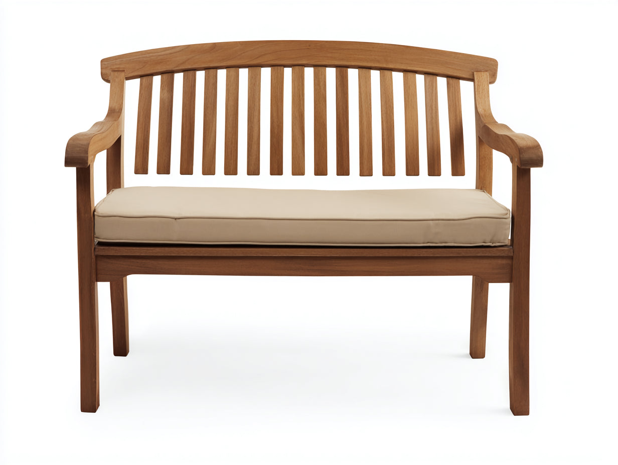 Banc de jardin - Bois-Tissu - 122x58x88 cm - Bois naturel-Beige - Classique