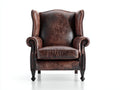 Fauteuil-bois-revetement vieilli-82x92x111 cm-marron brun-style vintage classique
