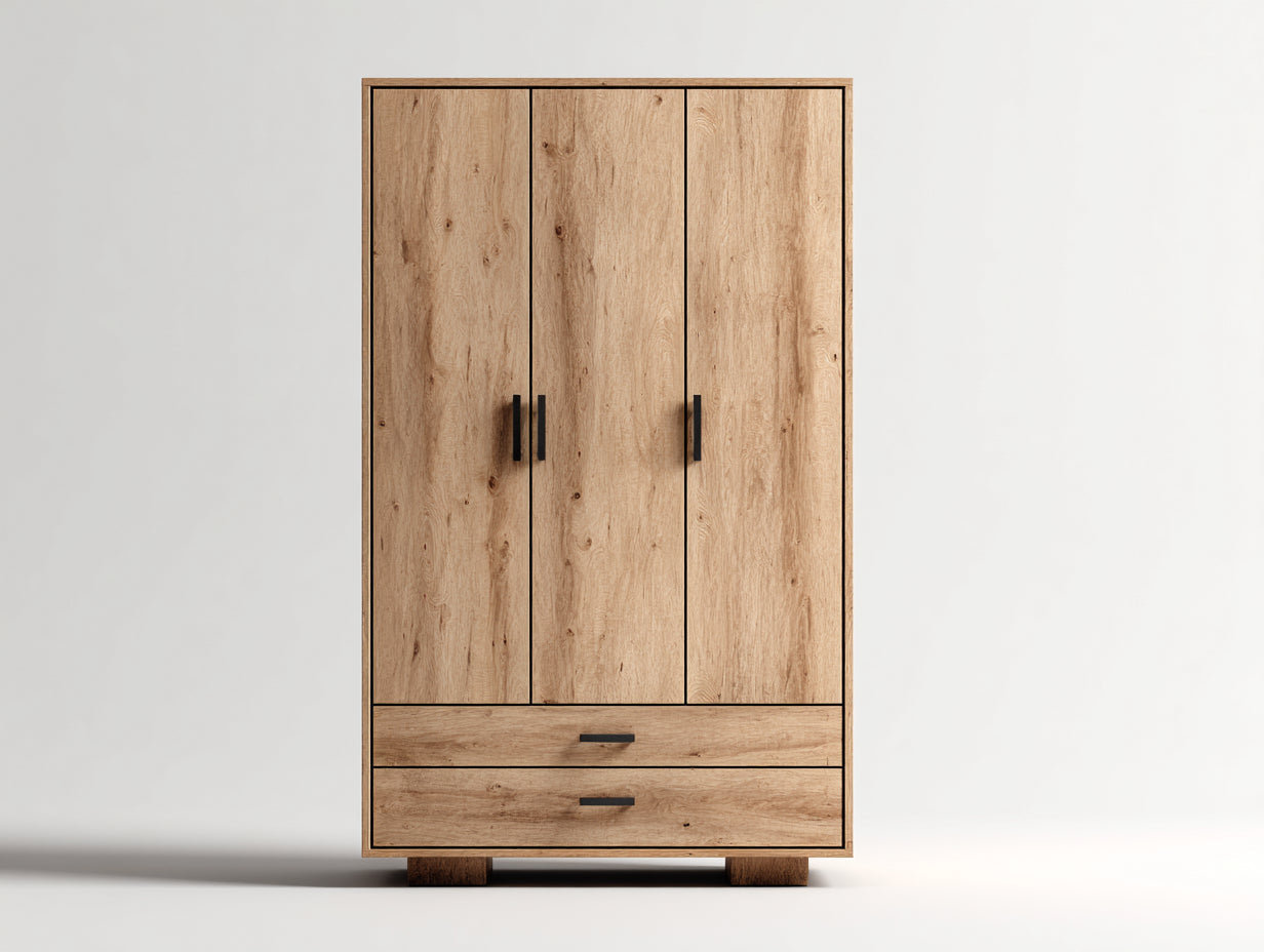 Armoire-Bois-142x56x188 cm-Bois naturel-Moderne