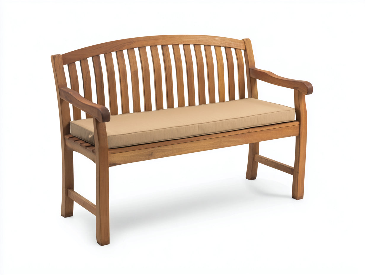 Banc de jardin - Bois-Tissu - 124x59x87 cm - Bois naturel-Beige - Classique