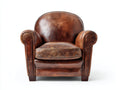 Fauteuil-bois-revetement vieilli-85x91x108 cm-marron brun-style club vintage