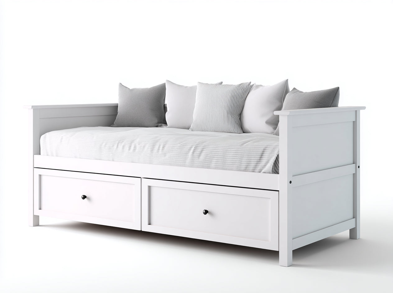 Canapé lit - bois-tissu - 193x87x79 cm - blanc - classique moderne
