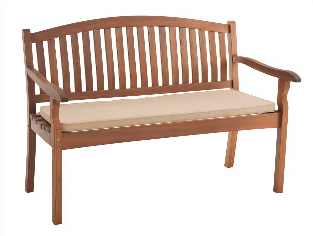 Banc de jardin - Bois-Tissu - 128x62x89 cm - Bois naturel-Beige - Classique