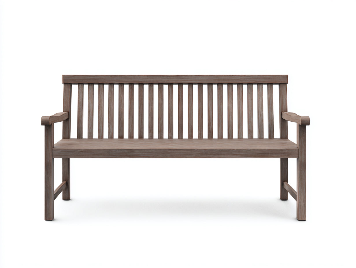 Banc de jardin - bois - 145 x 57 x 84 cm - brun grisé - style sobre à lattes verticales