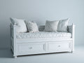 Canapé lit - bois-tissu - 194x87x79 cm - blanc - classique moderne