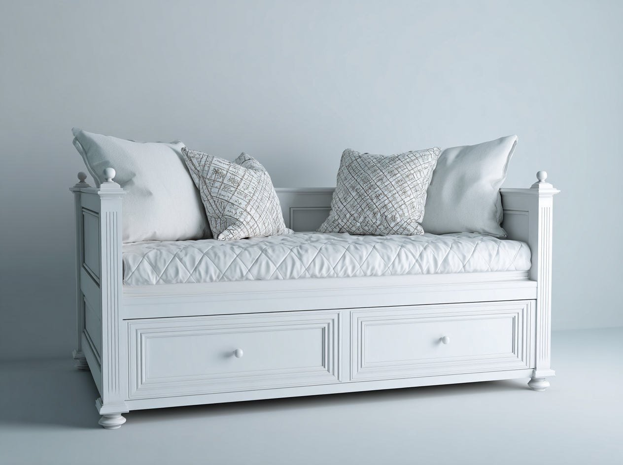 Canapé lit - bois-tissu - 194x87x79 cm - blanc - classique moderne
