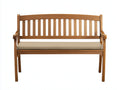 Banc de jardin - bois - tissu - 135 x 60 x 88 cm - bois miel-beige - style classique à dossier arqué