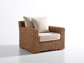 Fauteuil de jardin - rotin-tissu-bois - 95 x 88 x 81 cm - naturel-écru - style bord de mer