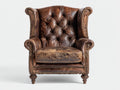 Fauteuil-bois-83x91x111 cm-marron brun-style Chesterfield vintage
