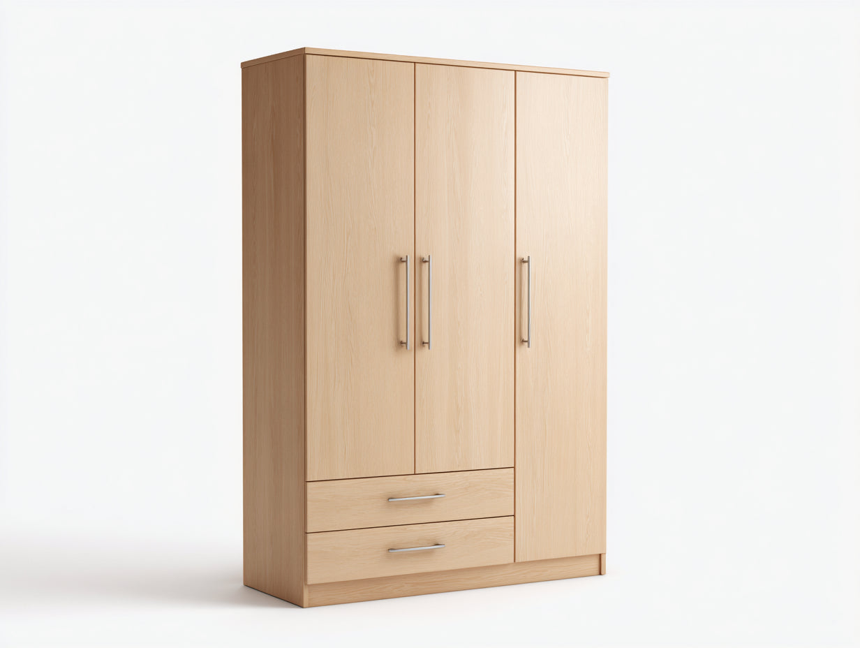 Armoire-Bois-140x55x185 cm-Bois naturel-Moderne