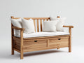 Banc de jardin - Bois-Tissu - 145x65x88 cm - Bois naturel-Blanc - Naturel avec rangement