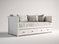 Canapé lit - bois-tissu - 196x89x80 cm - blanc - classique moderne