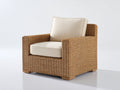 Fauteuil de jardin - rotin-tissu-bois - 93 x 87 x 82 cm - naturel-beige - style classique