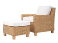 Fauteuil de jardin - rotin-tissu-bois - 94 x 89 x 85 cm - naturel-blanc - style naturel