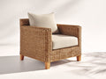 Fauteuil de jardin - rotin-tissu-bois - 94 x 89 x 83 cm - naturel-beige - style bord de mer