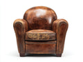 Fauteuil-bois-revetement vieilli-85x92x109 cm-marron brun-style club vintage