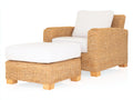 Fauteuil de jardin - rotin-tissu-bois - 96 x 90 x 84 cm - naturel-blanc - style lounge