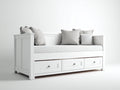 Canapé lit - bois-tissu - 200x84x77 cm - blanc - classique moderne