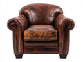 Fauteuil-bois-revetement vieilli-86x93x111 cm-marron brun-style club vintage